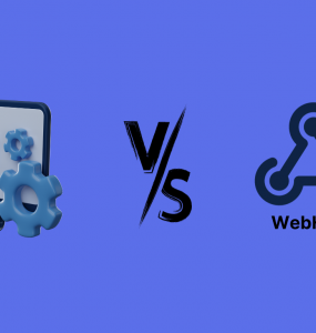 An image that show the difference between APIs and WebHooks