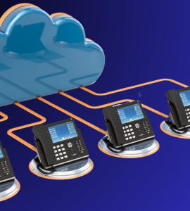An image showing the words 'The Future of Cloud Telephony: Trends and Predictions for 2024' in a stylish and futuristic font, set against a backdrop of cloud-like patterns.